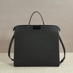 Luxury Togo Leather Structured Brief Tote, Unisex Shoulder Bag & Handbag, Laptop Bag