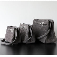 Luxury Vintage Brown Suede Bag, Handmade Lambskin Suede Shoulder & Crossbody Small Square Bag