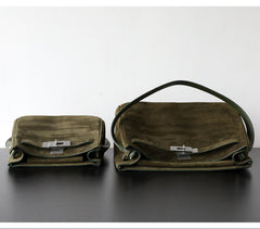 Luxury Vintage Brown Suede Bag, Handmade Lambskin Suede Shoulder & Crossbody Small Square Bag