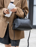 Luxury Women's Lambskin Woven Boston Crossbody Bag | Handcrafted Versatile Shoulder Bag - Image 4