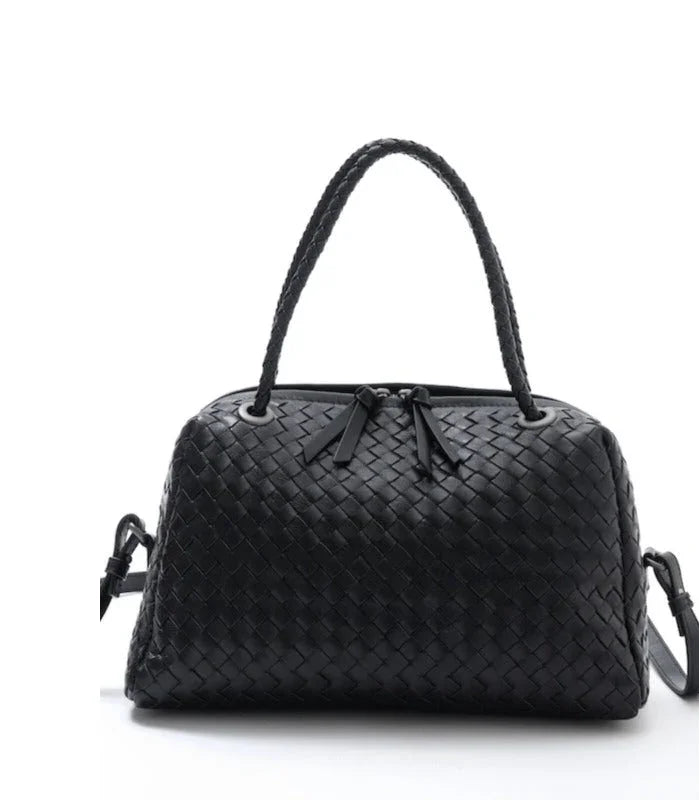 Luxury Women's Lambskin Woven Boston Crossbody Bag | Handcrafted Versatile Shoulder Bag - Image 6