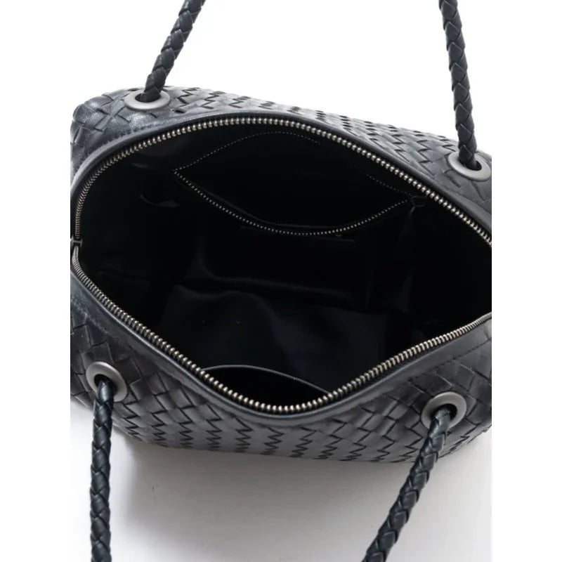 Luxury Women's Lambskin Woven Boston Crossbody Bag | Handcrafted Versatile Shoulder Bag - Image 9