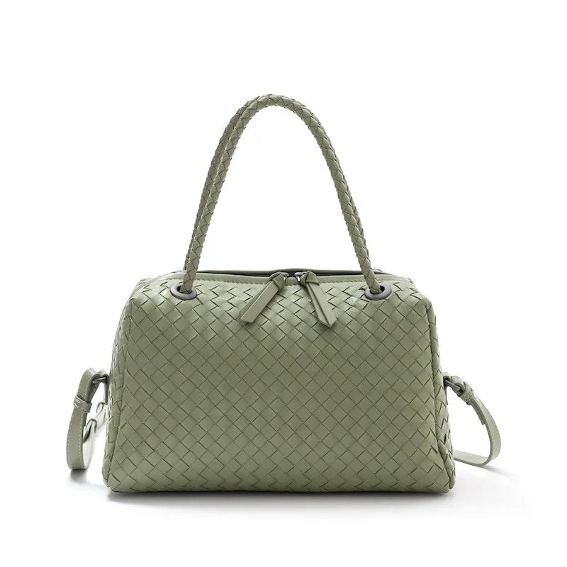 Luxury Women's Lambskin Woven Boston Crossbody Bag | Handcrafted Versatile Shoulder Bag