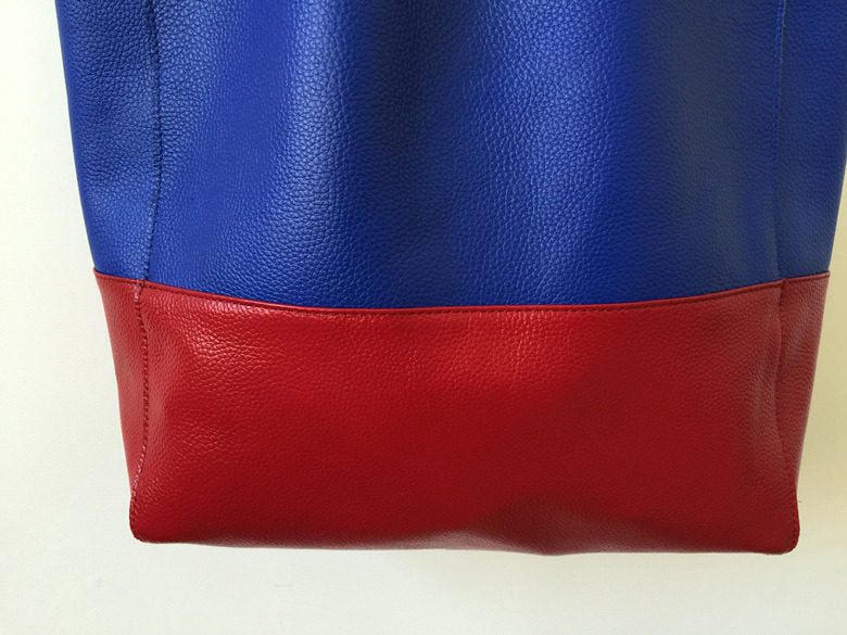 Custom Handcrafted Soft Grain Cowhide Leather Tote | Large Two-Tone Shoulder Bag for Laptop & Travel