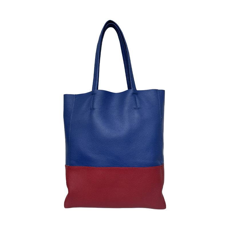 Custom Handcrafted Soft Grain Cowhide Leather Tote | Large Two-Tone Shoulder Bag for Laptop & Travel