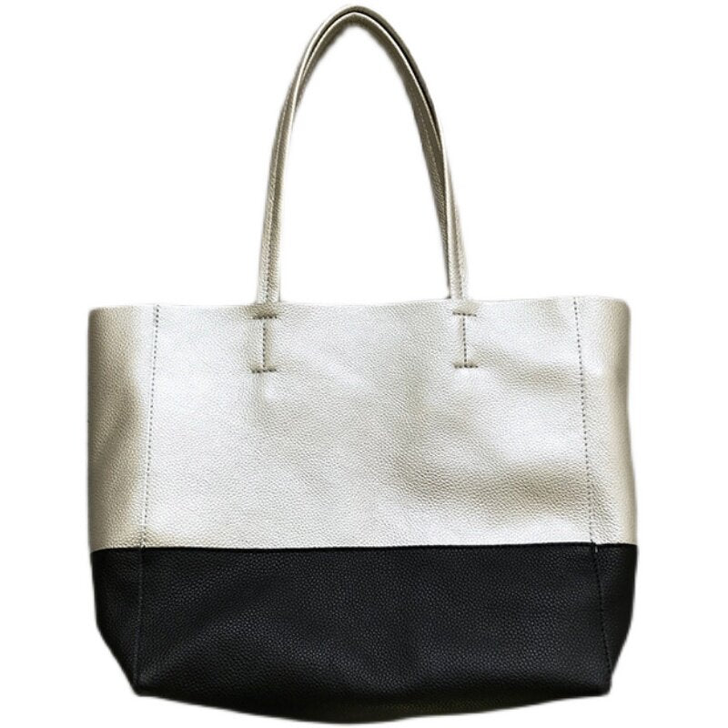 Custom Handcrafted Soft Grain Cowhide Leather Tote | Large Two-Tone Shoulder Bag for Laptop & Travel