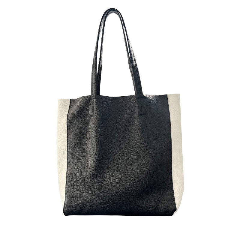 Custom Handcrafted Soft Grain Cowhide Leather Tote | Large Two-Tone Shoulder Bag for Laptop & Travel