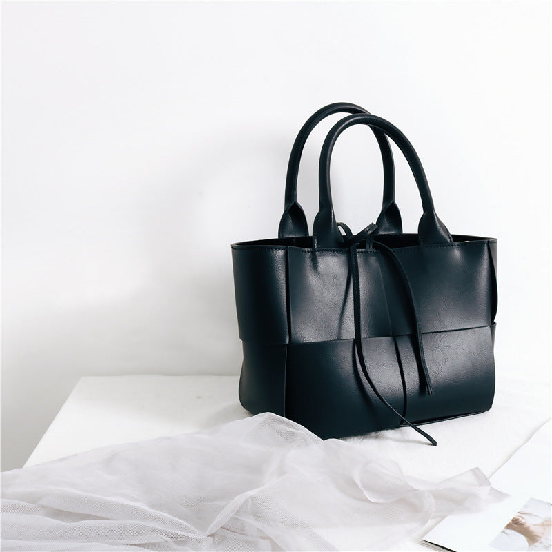 Quilted Elegant Leather Shoulder Bag Small , Minimalist Top Handle Bag, Convertible Crossbody Bag, Classic Style Soft Leather Work Bag