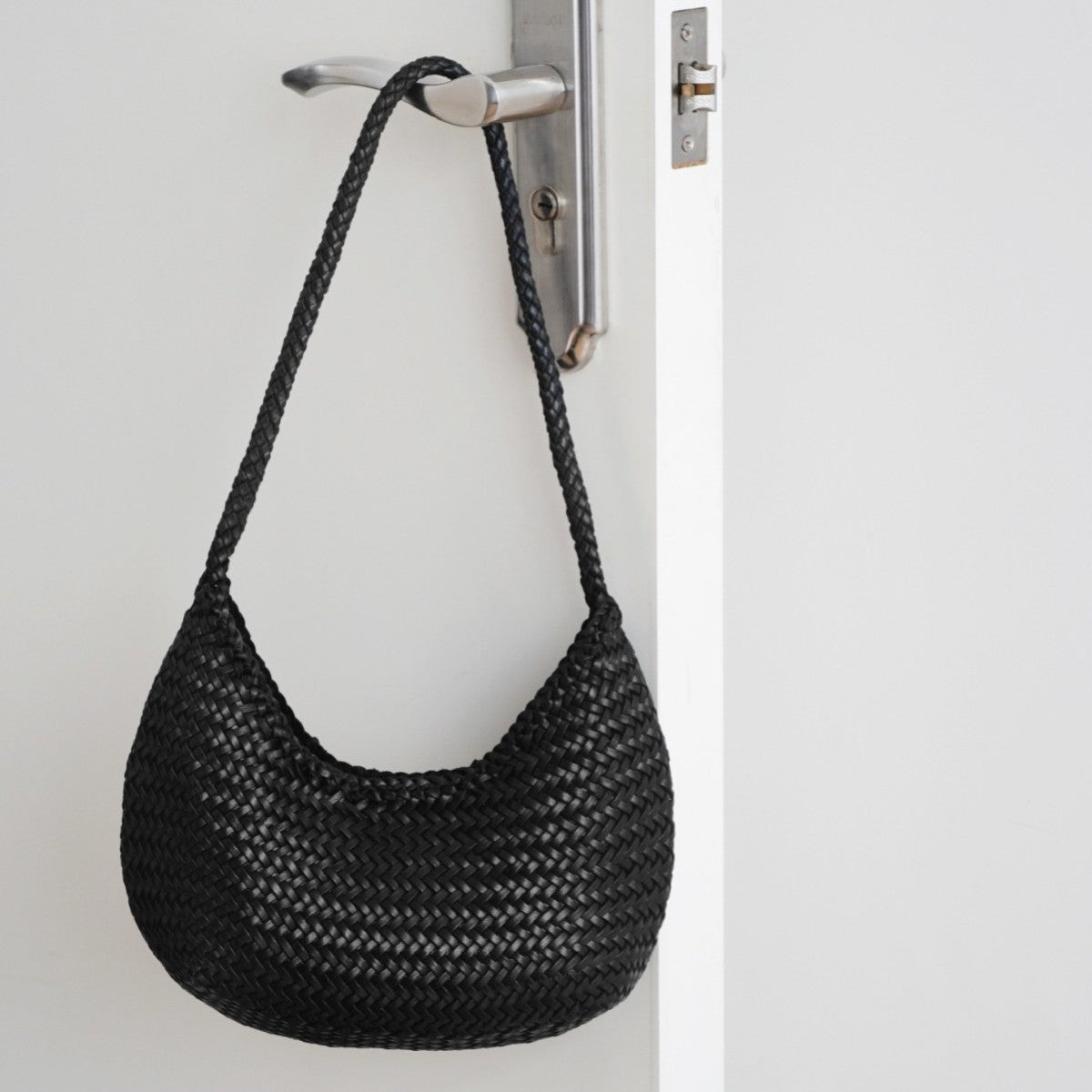 Artisanal Braided Leather Basket Bag, Handwoven Leather Hobo Bag, Full Grain Underarm Bag