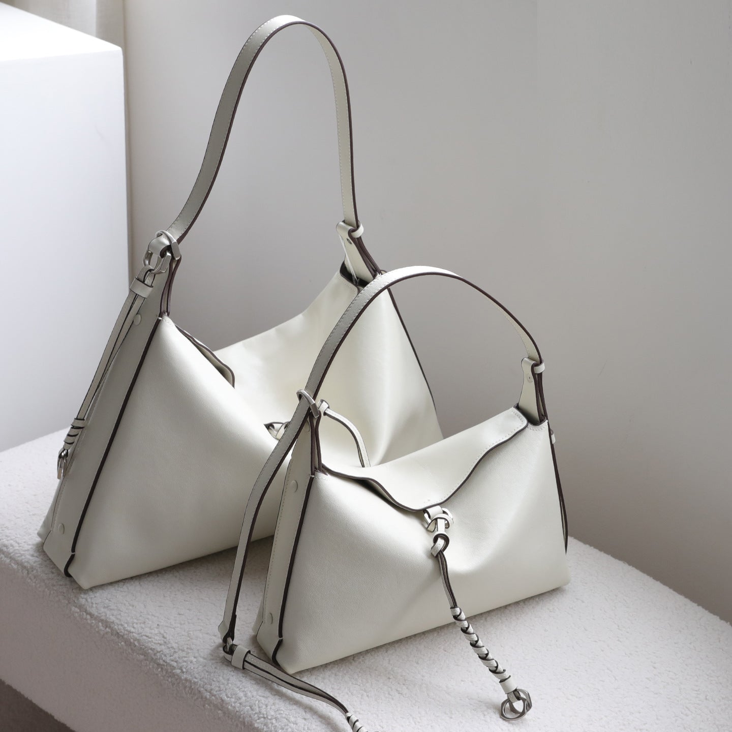 Luxury Cowhide Leather Hobo Bag | Soft Leather Shoulder & Crossbody Purse