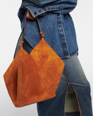 Medium Suede Leather Bucket Bag, Tote Bag