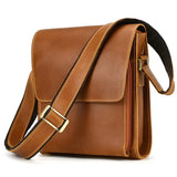 Men’s Crazy Horse Leather Crossbody Bag | Full Grain Leather Messenger Bag with Flap