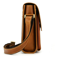 Men’s Crazy Horse Leather Crossbody Bag | Full Grain Leather Messenger Bag with Flap