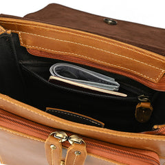 Men’s Crazy Horse Leather Crossbody Bag | Full Grain Leather Messenger Bag with Flap