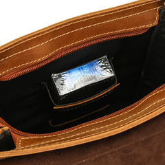 Men’s Crazy Horse Leather Crossbody Bag | Full Grain Leather Messenger Bag with Flap
