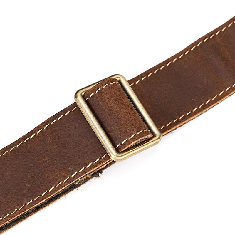 Men's Crazy Horse Leather Crossbody Bag | Vintage Full Grain Cowhide Satchel & Flap Bag