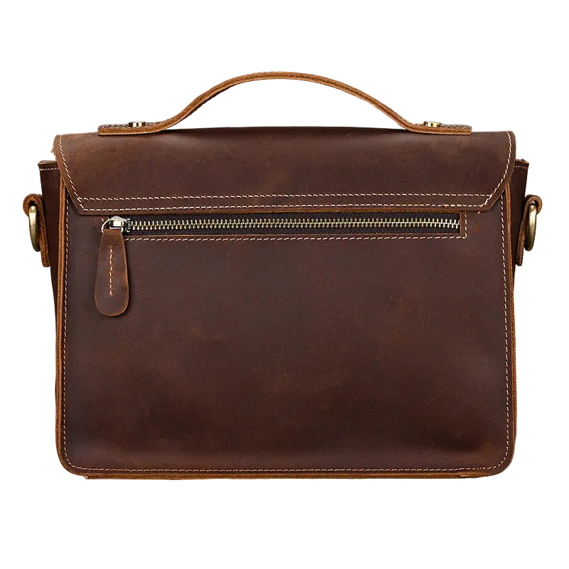 Men's Crazy Horse Leather Crossbody Bag | Vintage Full Grain Cowhide Satchel & Flap Bag