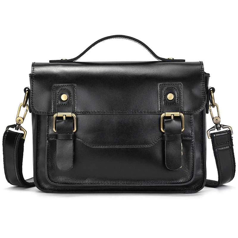 Men's Crazy Horse Leather Crossbody Bag | Vintage Full Grain Cowhide Satchel & Flap Bag