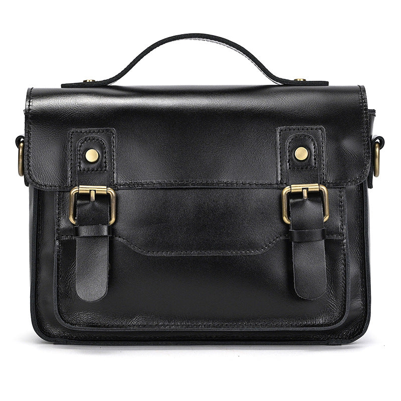 Men's Crazy Horse Leather Crossbody Bag | Vintage Full Grain Cowhide Satchel & Flap Bag