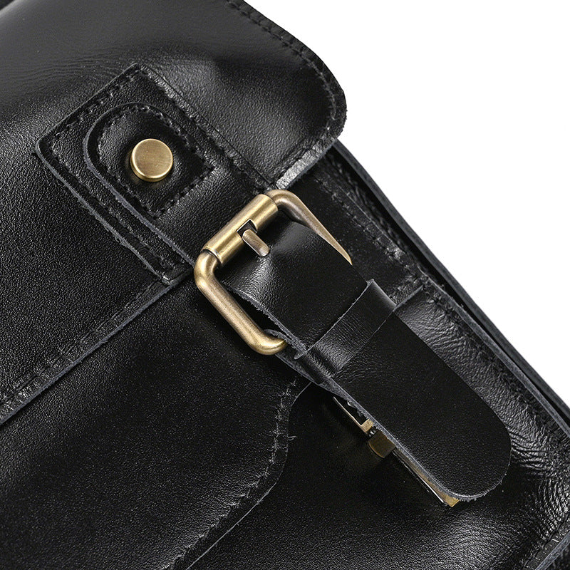 Men's Crazy Horse Leather Crossbody Bag | Vintage Full Grain Cowhide Satchel & Flap Bag