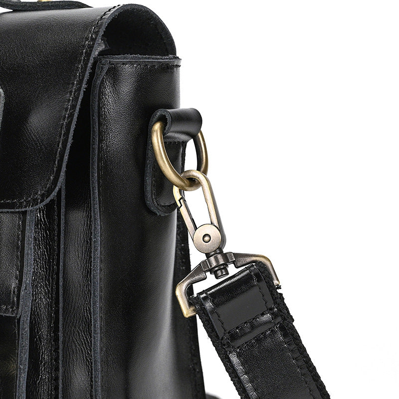 Men's Crazy Horse Leather Crossbody Bag | Vintage Full Grain Cowhide Satchel & Flap Bag