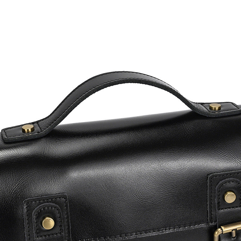 Men's Crazy Horse Leather Crossbody Bag | Vintage Full Grain Cowhide Satchel & Flap Bag