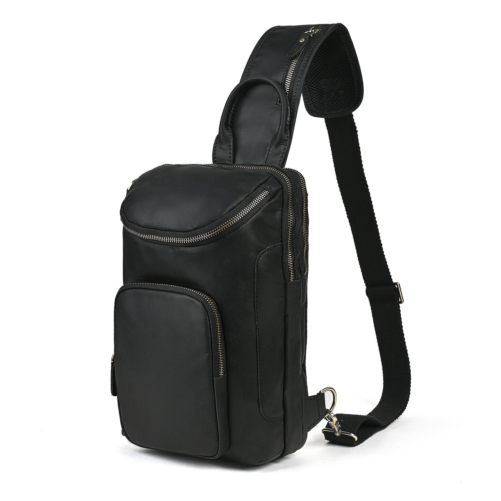 Men's Crazy Horse Leather Vintage Sling Bag — Handmade 3-Way Carry Chest / Shoulder / Backpack