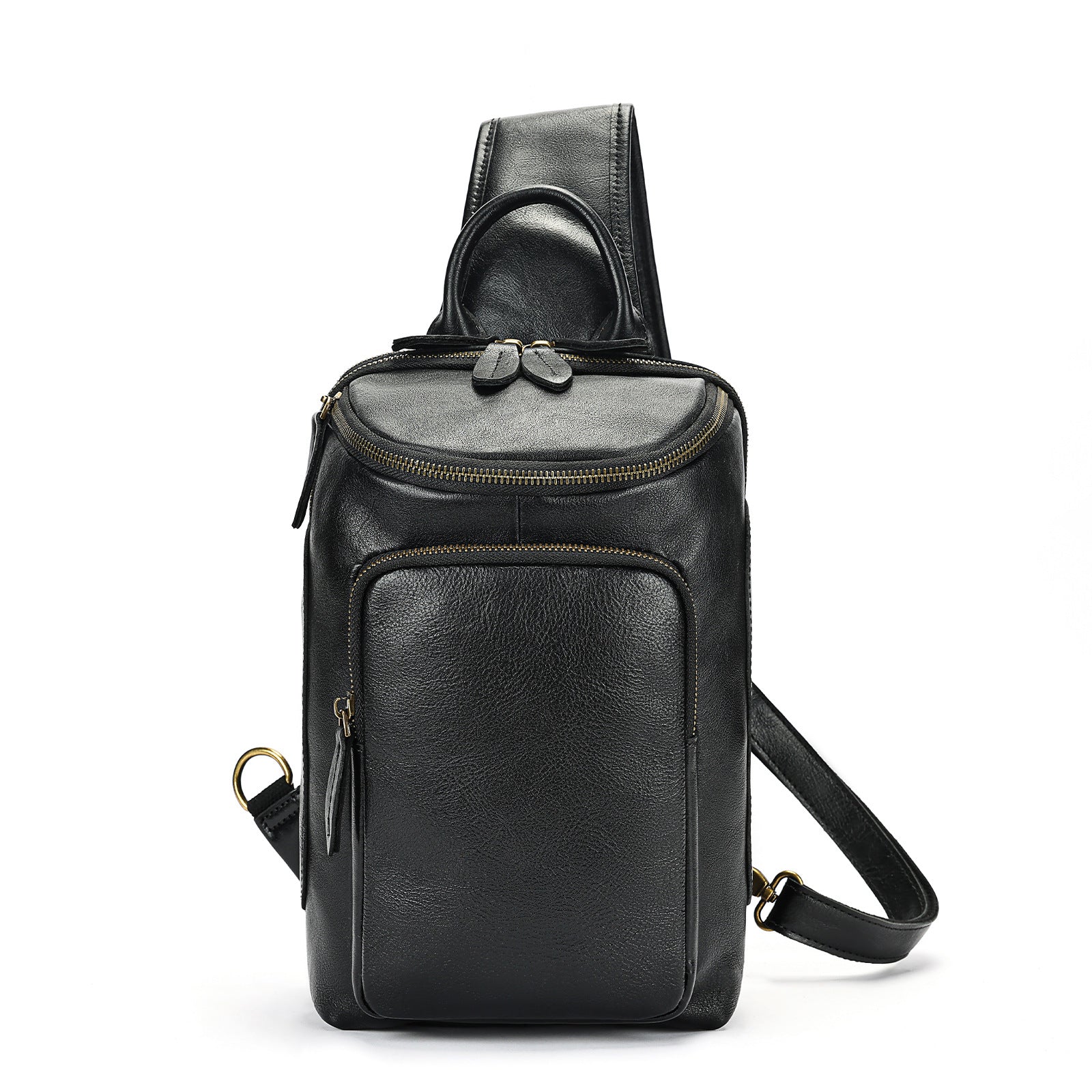 Men's Crazy Horse Leather Vintage Sling Bag — Handmade 3-Way Carry Chest / Shoulder / Backpack