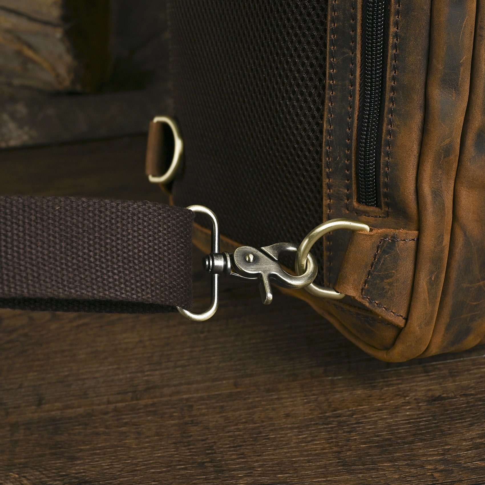 Men's Crazy Horse Leather Vintage Sling Bag — Handmade 3-Way Carry Chest / Shoulder / Backpack