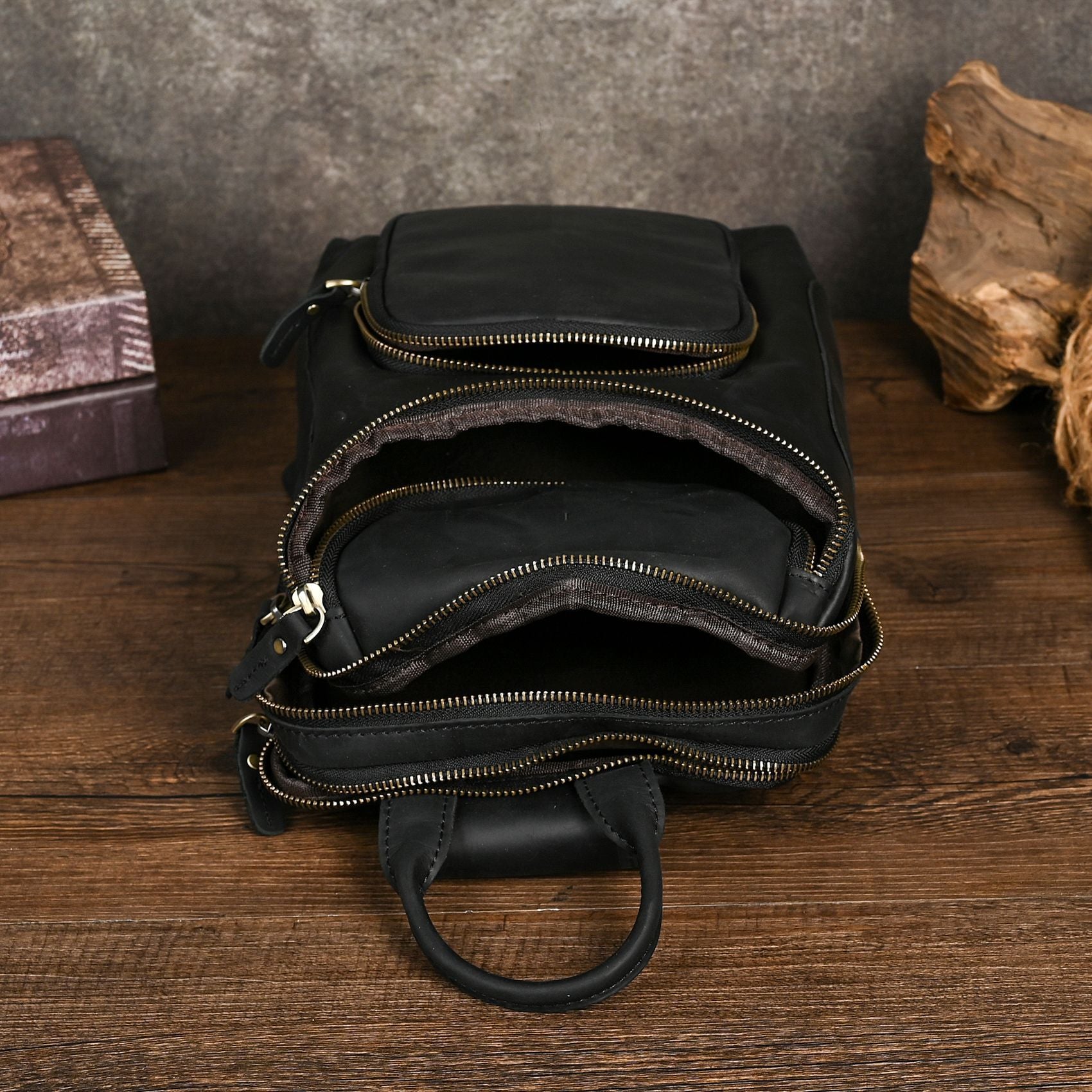 Men's Crazy Horse Leather Vintage Sling Bag — Handmade 3-Way Carry Chest / Shoulder / Backpack