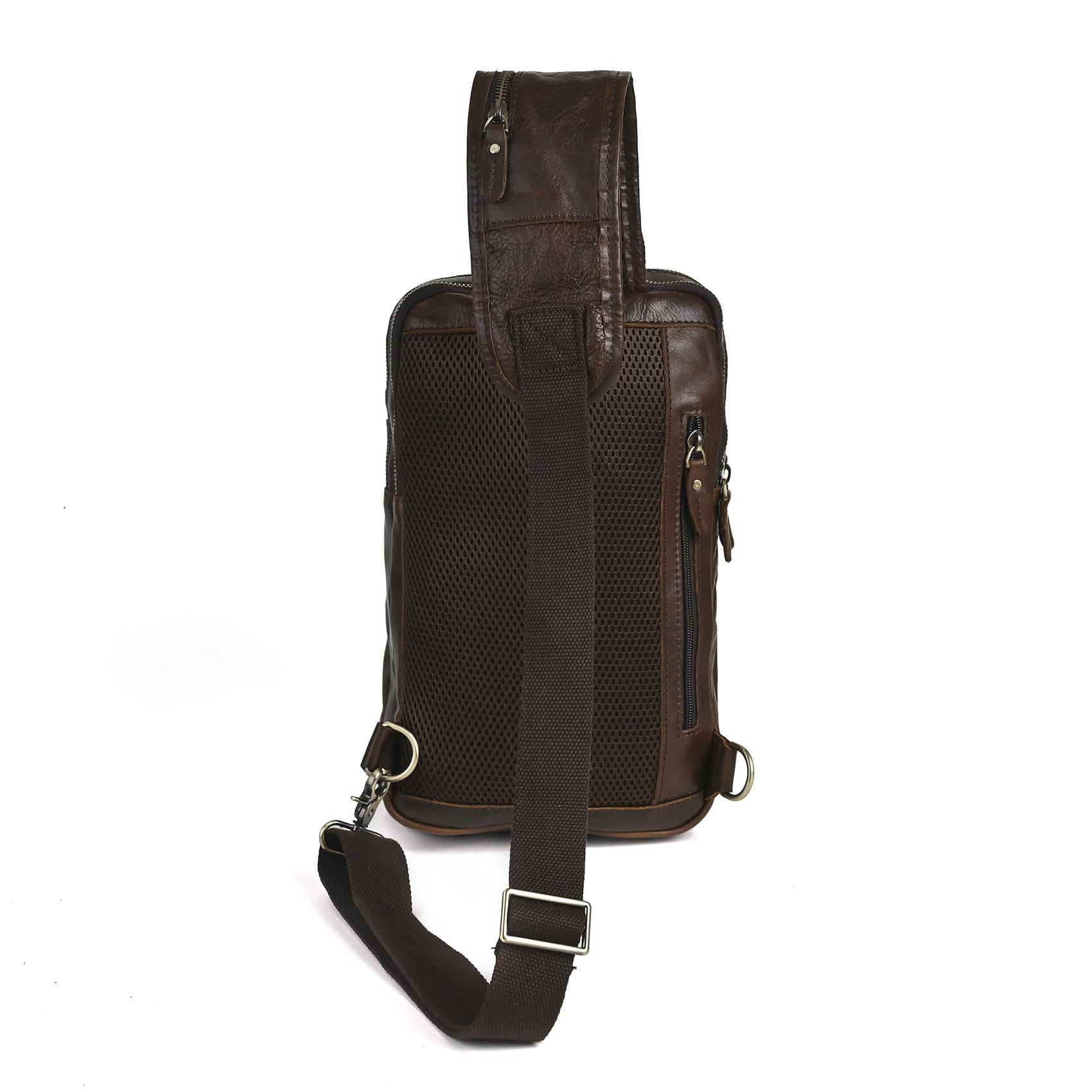 Men's Crazy Horse Leather Vintage Sling Bag — Handmade 3-Way Carry Chest / Shoulder / Backpack
