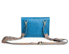 Men's Full Grain Leather Crossbody Bag, Handcrafted Embossed Floral Messenger Bag, Antique Leather Brown Purse