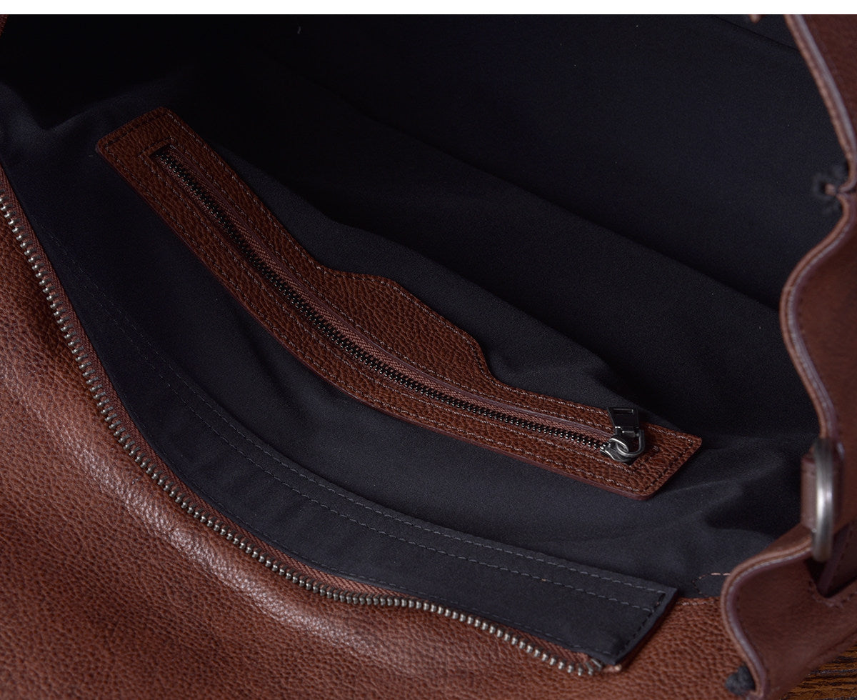 Men's Full Grain Leather Briefcase | Large Business Laptop Bag with Turn-Lock Flap