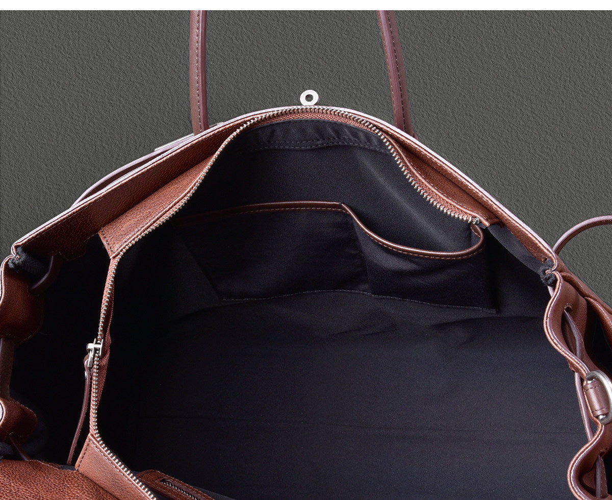 Men's Full Grain Leather Briefcase | Large Business Laptop Bag with Turn-Lock Flap
