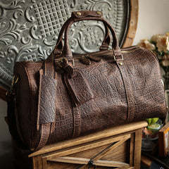 Men’s Full Grain Leather Travel Duffel, Large Crazy Horse Leather Carry-On Bag for Business, Camping & Short Trips