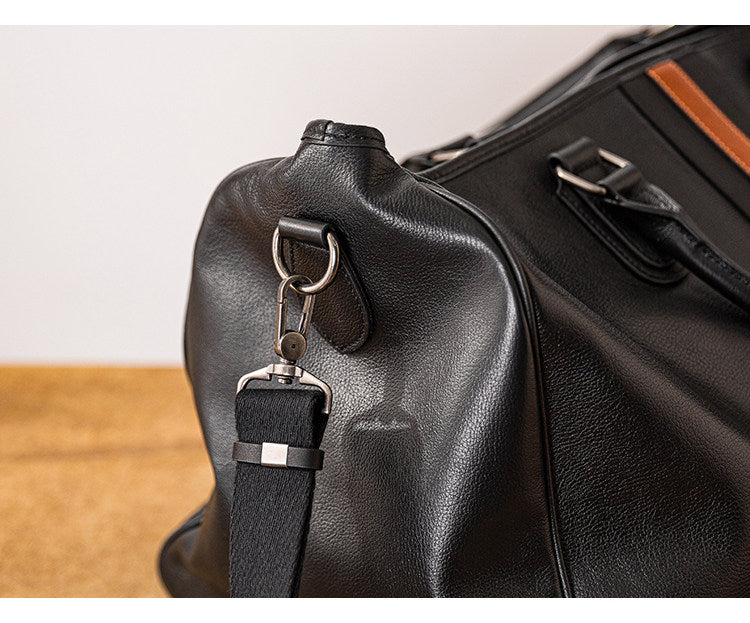 Men’s Italian Full Grain Leather Weekender Travel Bag, Handcrafted Large Overnight Duffle Bag for Business, Weekend Getaway, Gym, Carry-On, and Short Trips