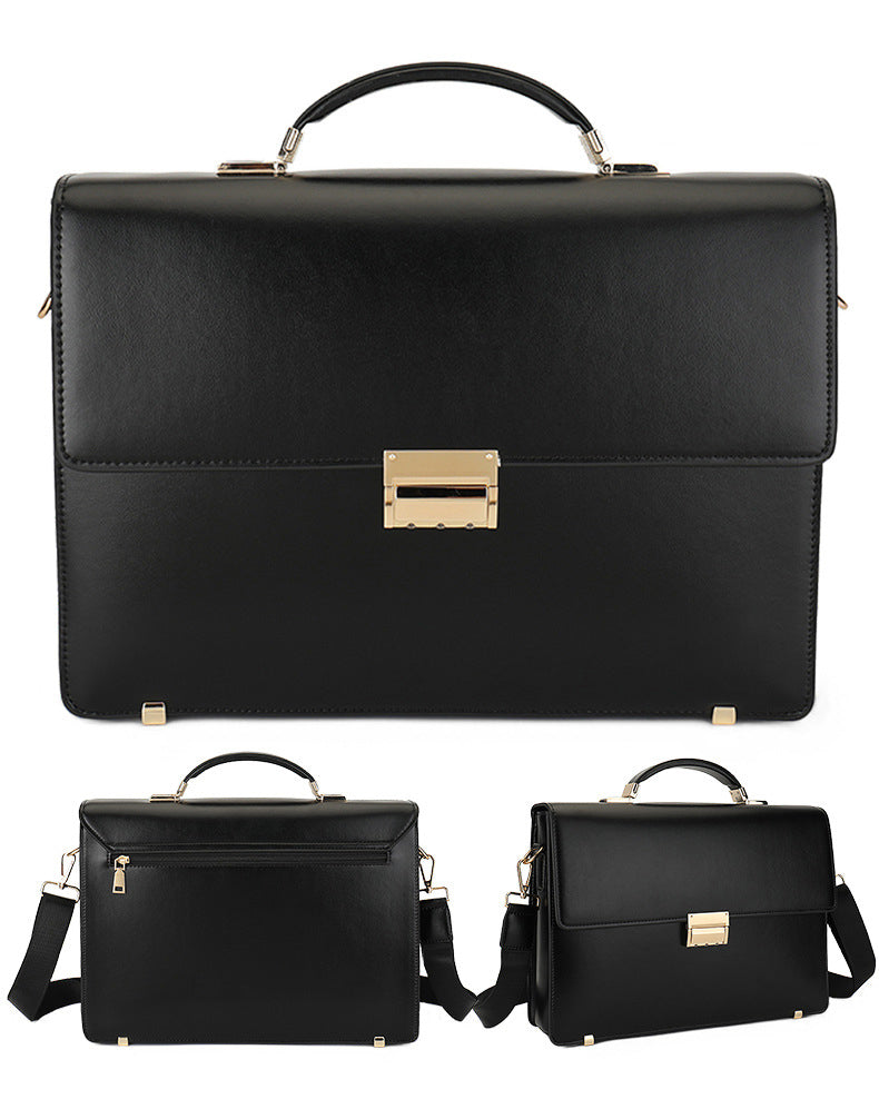 Men's Leather Briefcase with Combination Lock | Oversized Business Laptop Bag