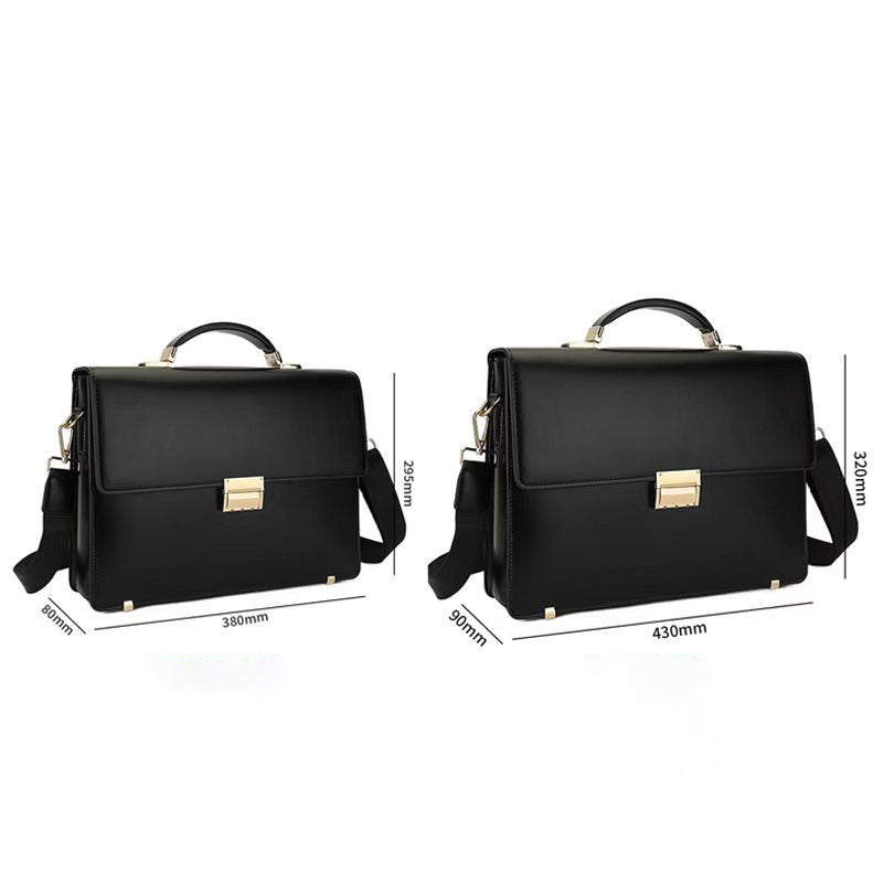 Men's Leather Briefcase with Combination Lock | Oversized Business Laptop Bag