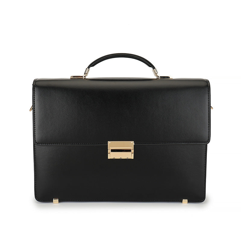 Men's Leather Briefcase with Combination Lock | Oversized Business Laptop Bag