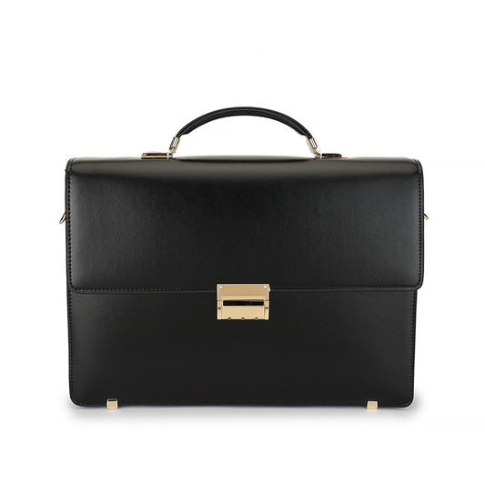 Men's Leather Briefcase with Combination Lock | Oversized Business Laptop Bag