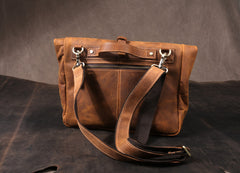 Men's Vintage Crazy Horse Leather Messenger Bag｜Handmade Rugged Fold-Over Motorcycle Crossbody & Commuter Satchel