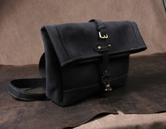 Men's Vintage Crazy Horse Leather Messenger Bag｜Handmade Rugged Fold-Over Motorcycle Crossbody & Commuter Satchel