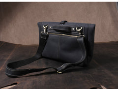 Men's Vintage Crazy Horse Leather Messenger Bag｜Handmade Rugged Fold-Over Motorcycle Crossbody & Commuter Satchel