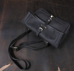 Men's Vintage Crazy Horse Leather Messenger Bag｜Handmade Rugged Fold-Over Motorcycle Crossbody & Commuter Satchel