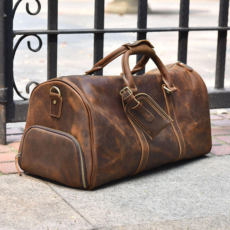 Men's or Women's Crossbody Bag Travelling, Premium Leather Travel Duffel Bag | Carry-All Duffel - Handcrafted Waterproof Gym Carry-On with Shoe Compartment