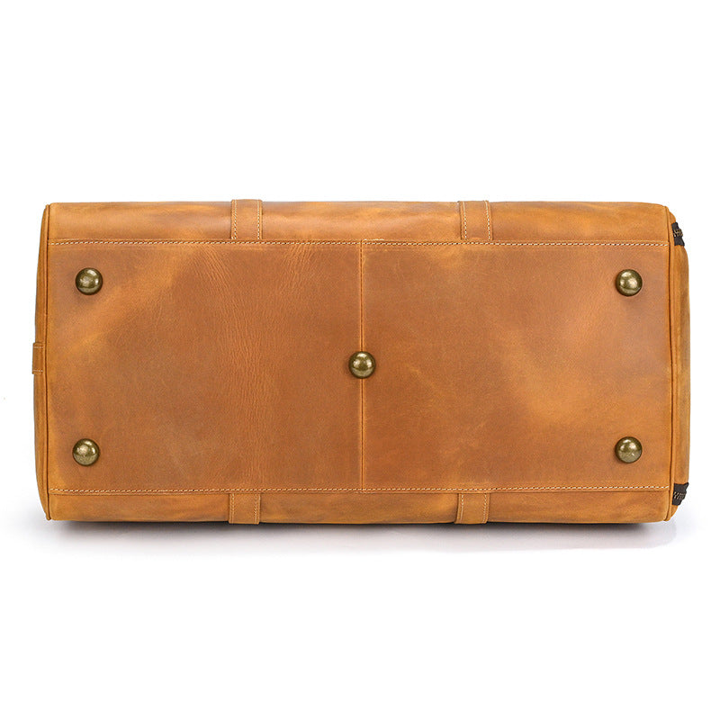 Men's or Women's Crossbody Bag Travelling, Premium Leather Travel Duffel Bag | Carry-All Duffel - Handcrafted Waterproof Gym Carry-On with Shoe Compartment Tan Brown