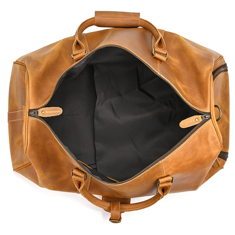 Men's or Women's Crossbody Bag Travelling, Premium Leather Travel Duffel Bag | Carry-All Duffel - Handcrafted Waterproof Gym Carry-On with Shoe Compartment Tan Brown