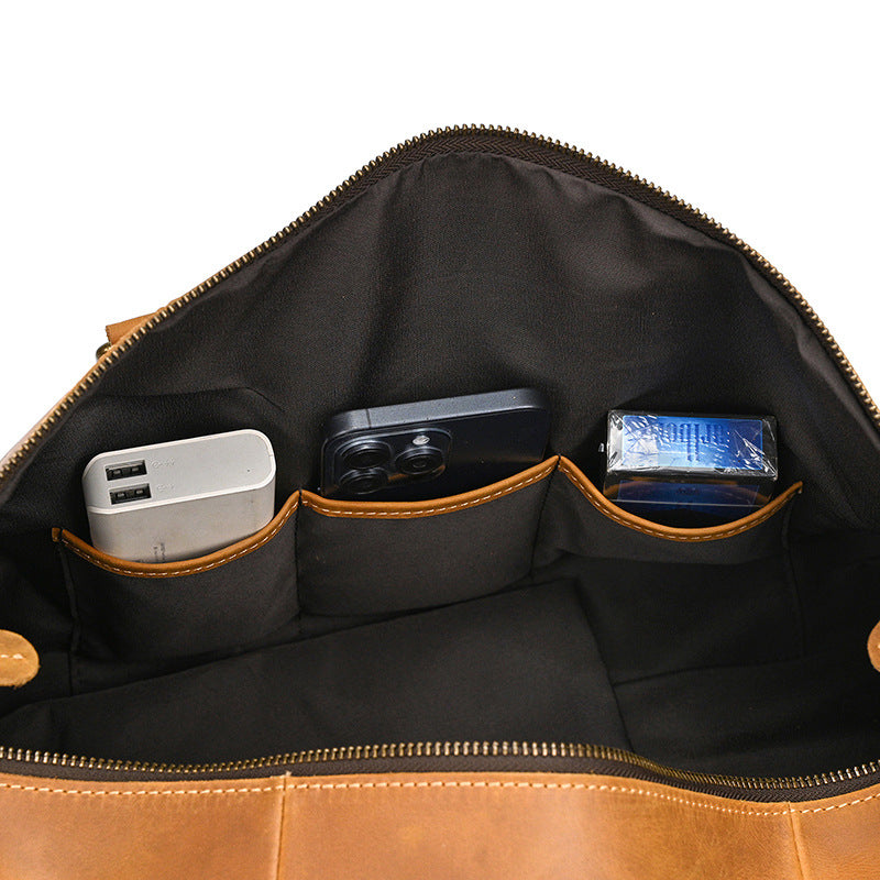 Men's or Women's Crossbody Bag Travelling, Premium Leather Travel Duffel Bag | Carry-All Duffel - Handcrafted Waterproof Gym Carry-On with Shoe Compartment