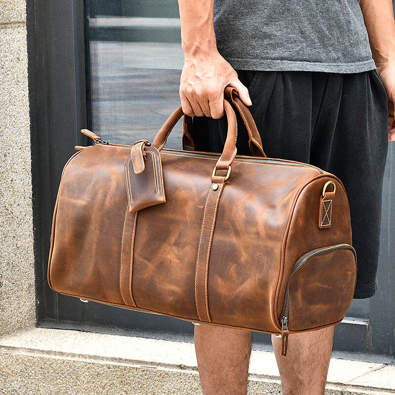 Men's or Women's Crossbody Bag Travelling, Premium Leather Travel Duffel Bag | Carry-All Duffel - Handcrafted Waterproof Gym Carry-On with Shoe Compartment