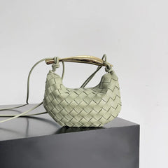 Mini Lambskin Handmade Woven Sardine Hobo Bag, Gold Bar Clutch, Luxury Crossbody & Shoulder Purse